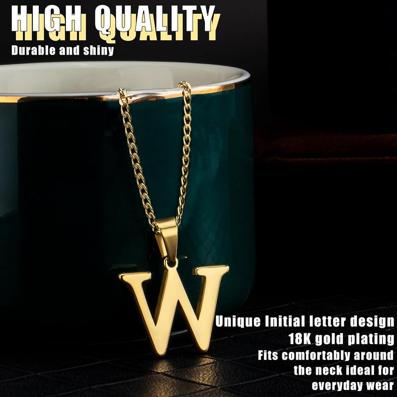 Suweibuke Initial Necklace for Men Women Boys Girls, 18K Gold Plated 26 Letters Pendant Necklace, Personalized Jewelry Gifts - Image 2